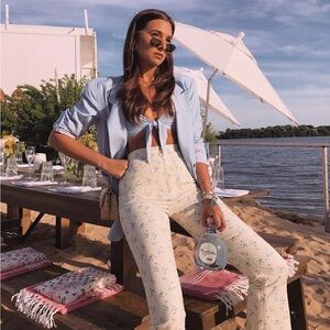 UO floral high waisted flare pants